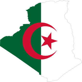 le drapeau vert et blanc avec le symbole rouge de l' Algerie